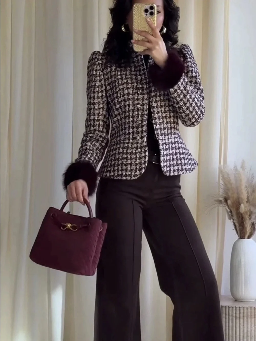 ZARA FAUX FUR STRUCTURE BLAZER